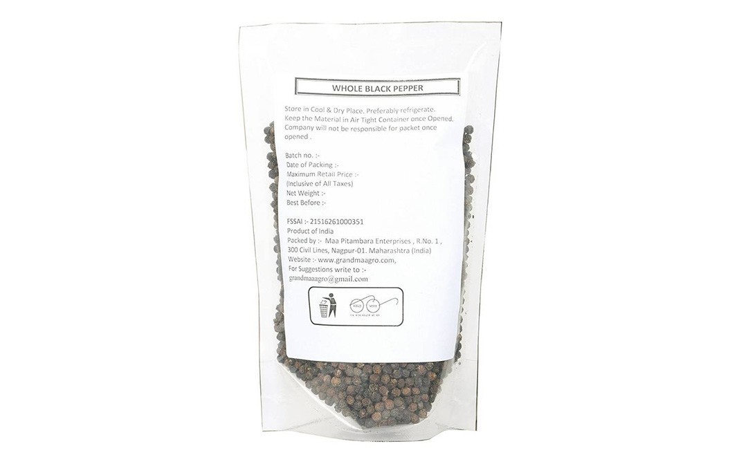 Grandma Agro Whole Black Pepper    Pack  250 grams